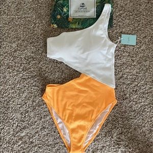 Cut out one-piece bathing suit